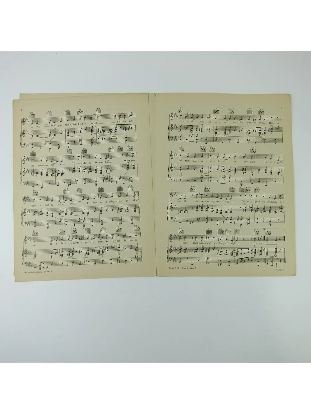 Sheet Music It's An Old Southern Custom George White's 1935 Scandals Vintage